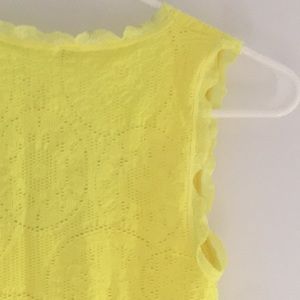 Bright Yellow Stretch Tank/Mini Dress with Lace
